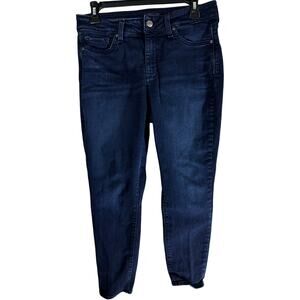 NYDJ AMI Skinny Ankle Jeans Size 6 Dark Blue Denim High Rise Stretch Lift Tuck